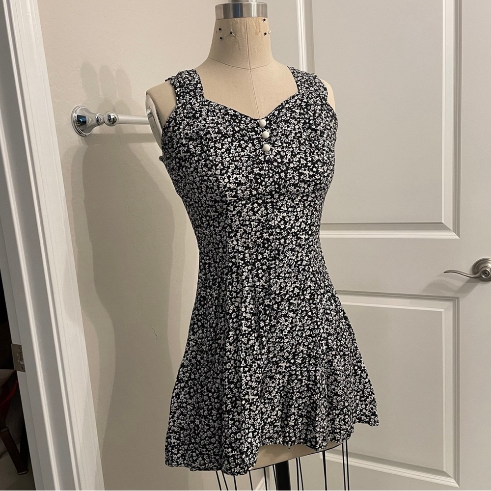 Floral Black and White Romper